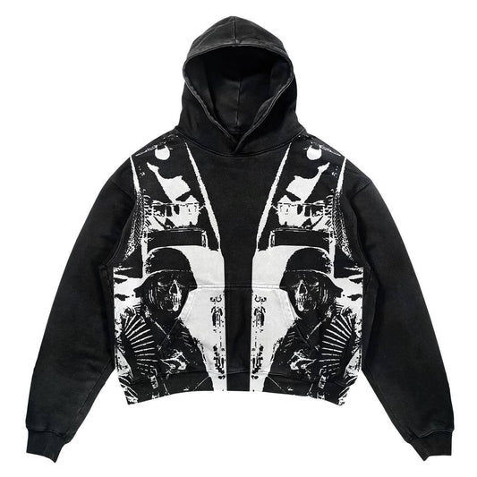 Print High Street Loose Pullover Hoodie